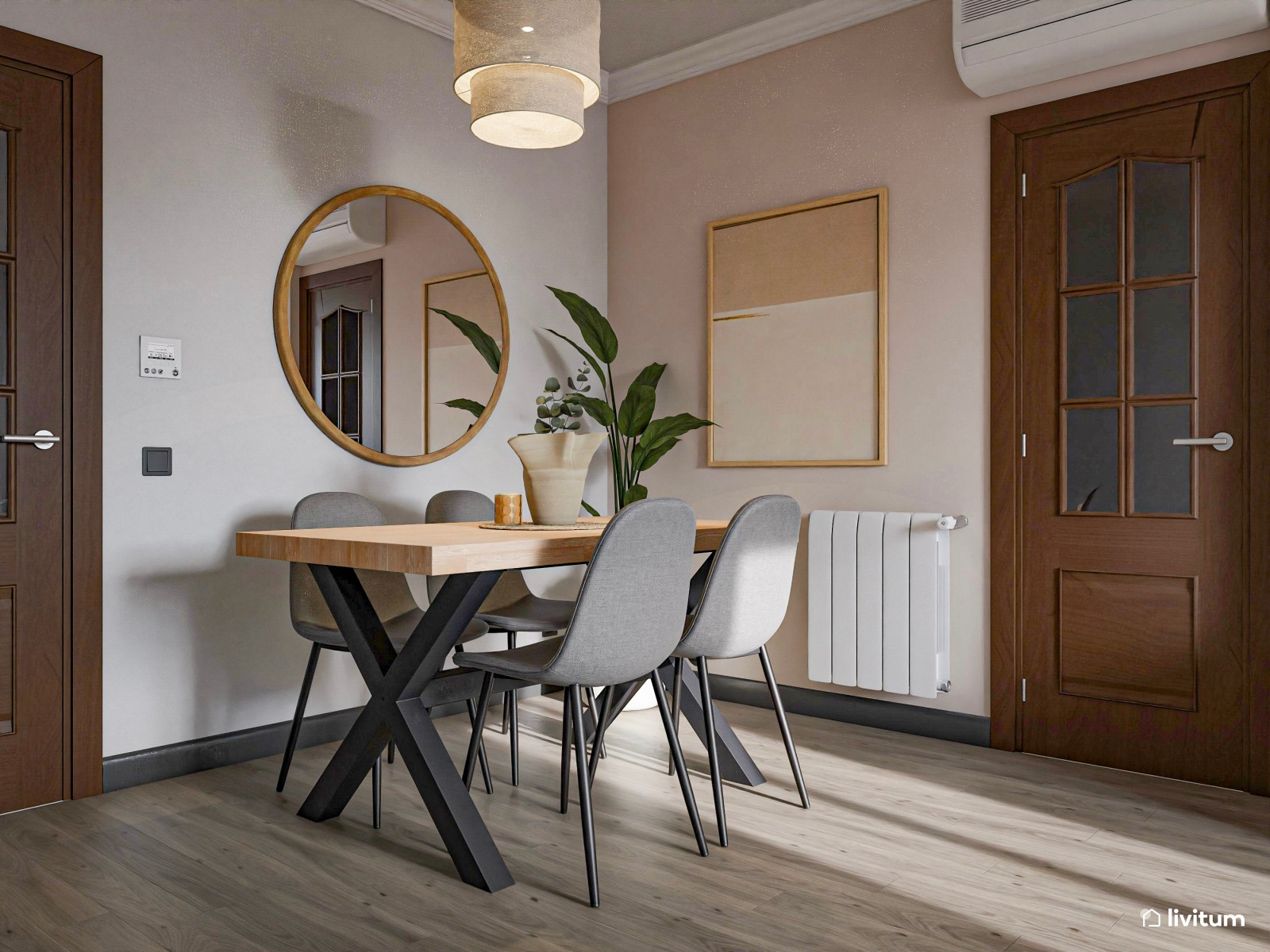 Salón pequeño boho y moderno de 18 m² con textiles suaves