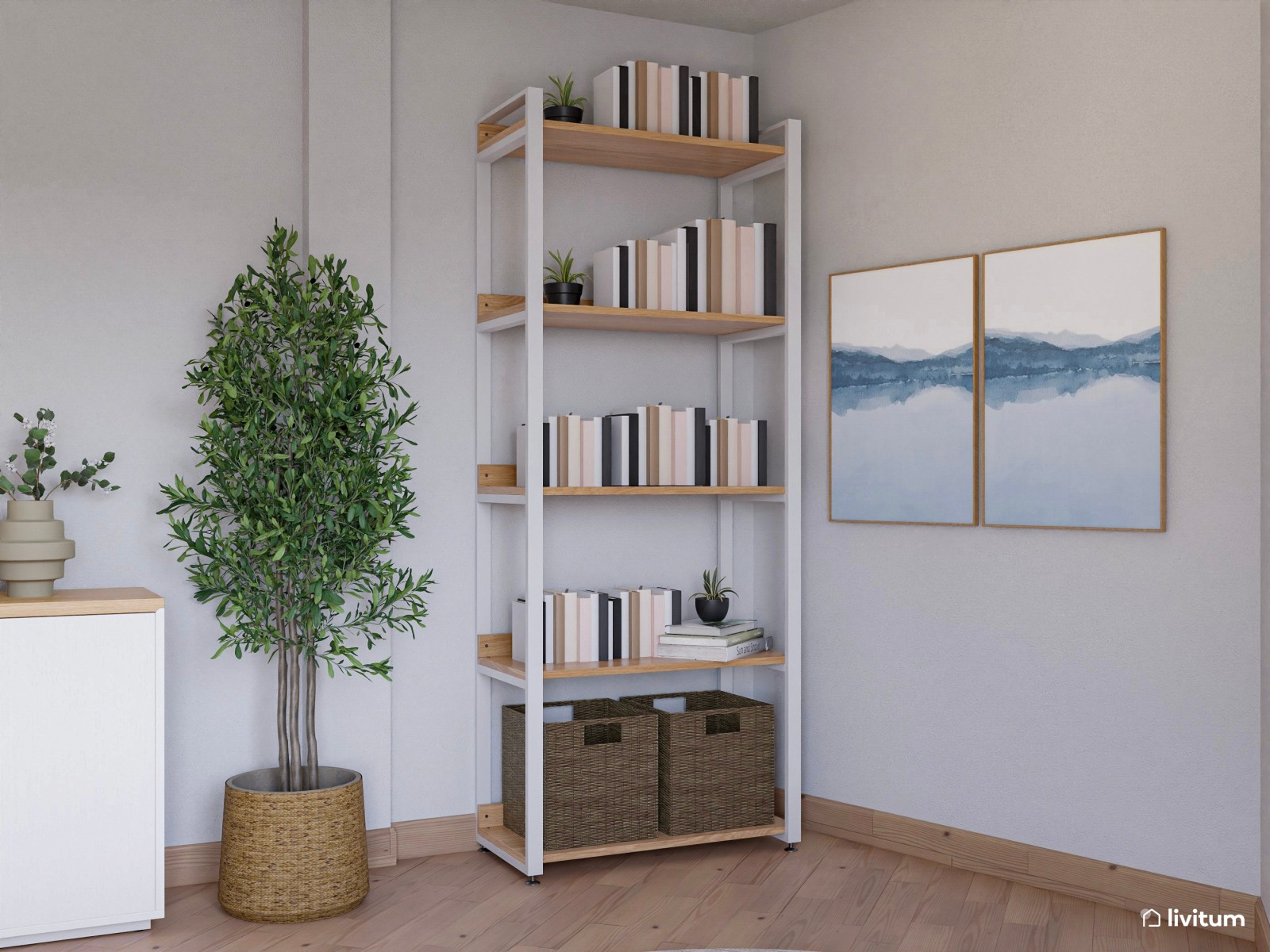 Salón pequeño en tonos cálidos con detalles modernos
