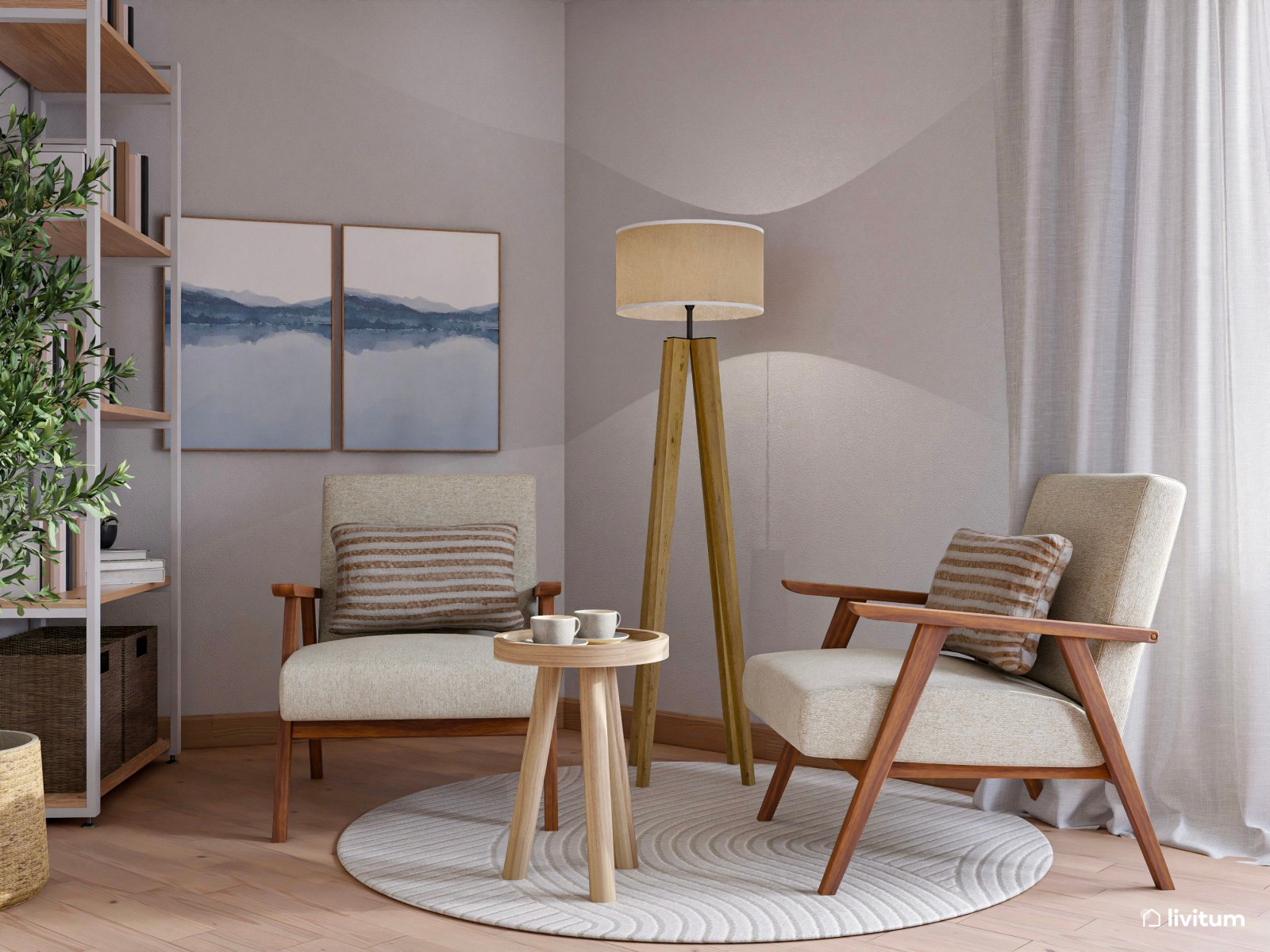 Salón pequeño en tonos cálidos con detalles modernos