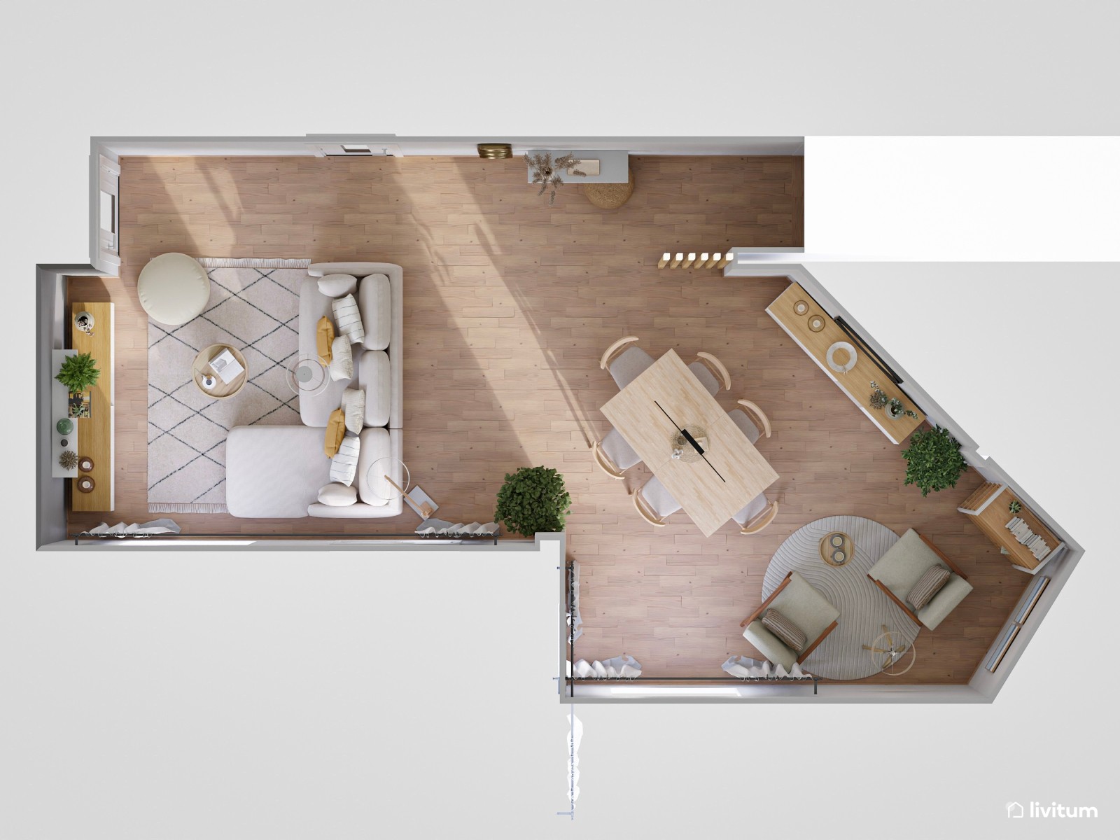 Salón pequeño en tonos cálidos con detalles modernos