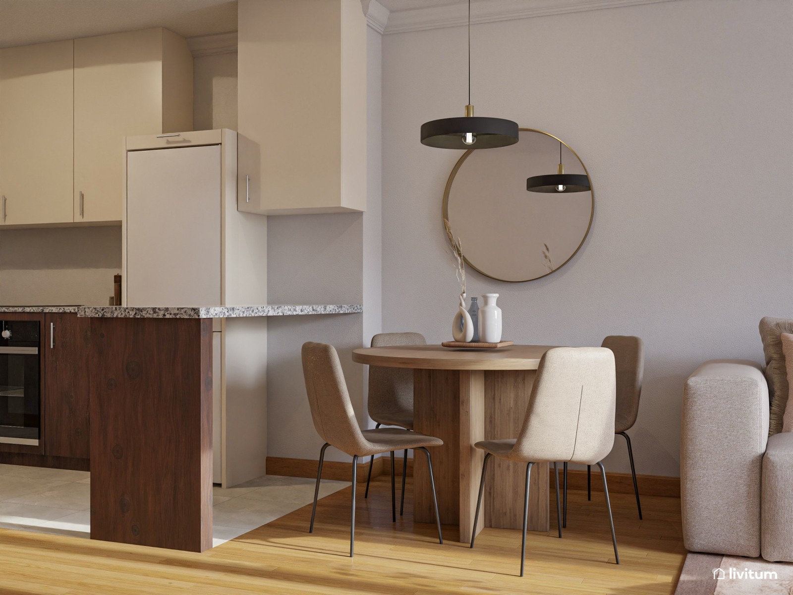 Salón pequeño y alargado muy elegante y bien aprovechado