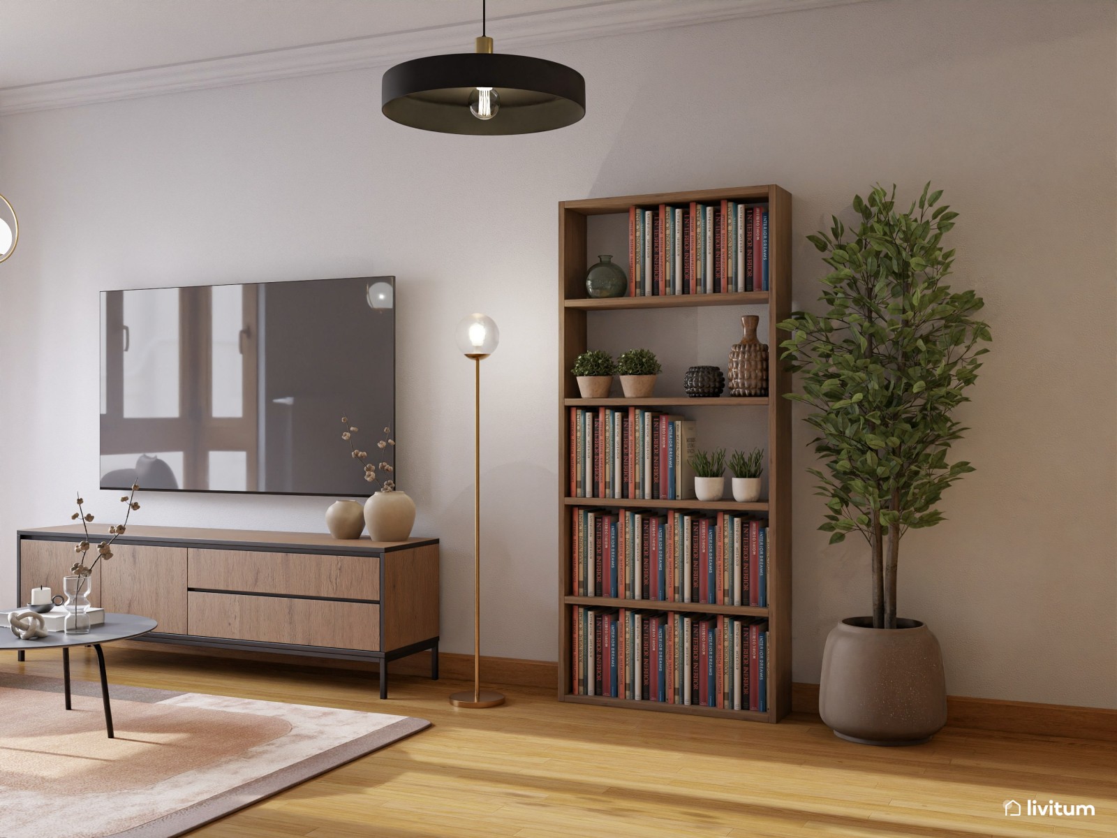 Salón pequeño y alargado muy elegante y bien aprovechado