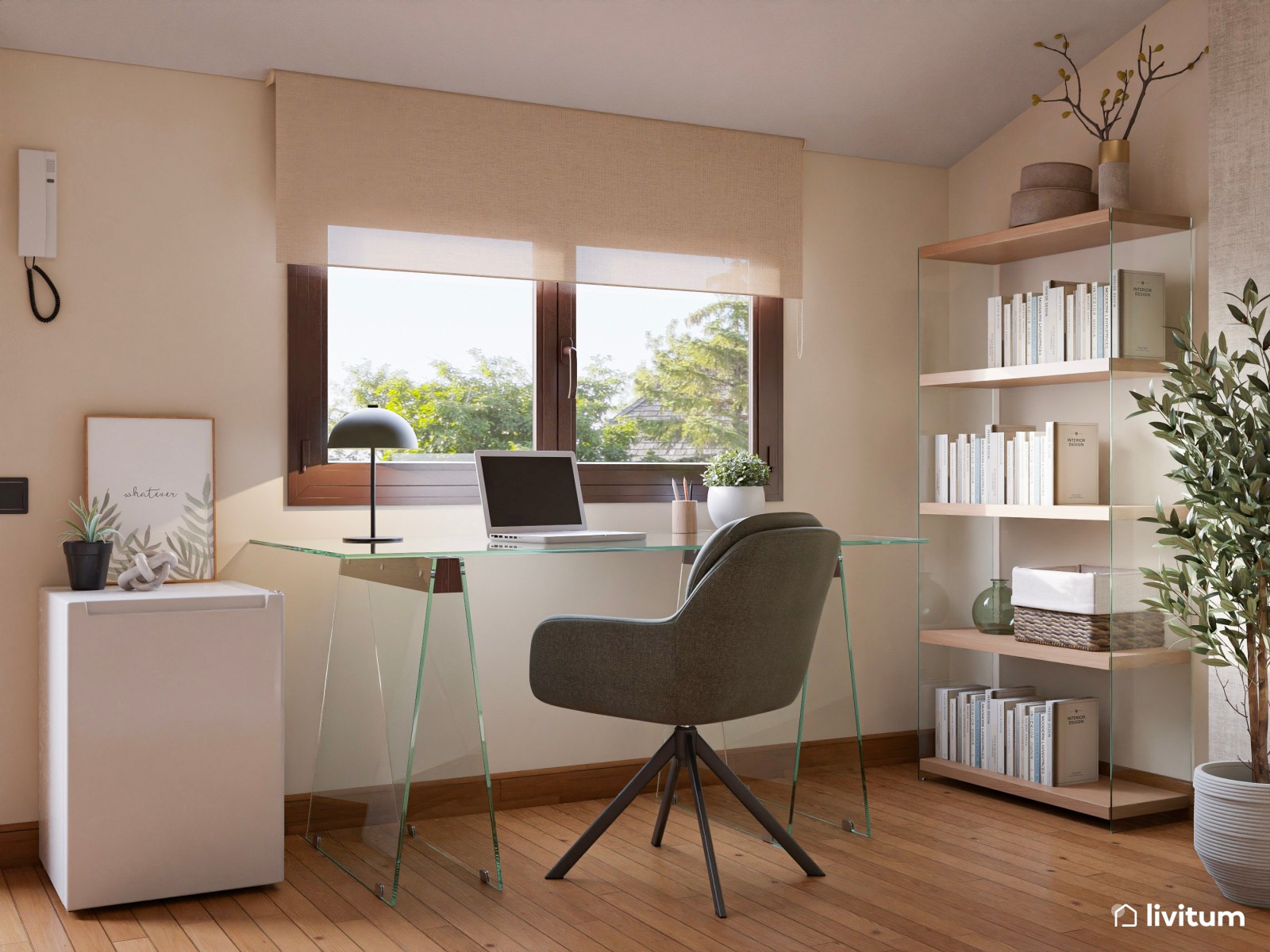 Salón polivalente de estilo nórdico y boho bajo techo abuhardillado