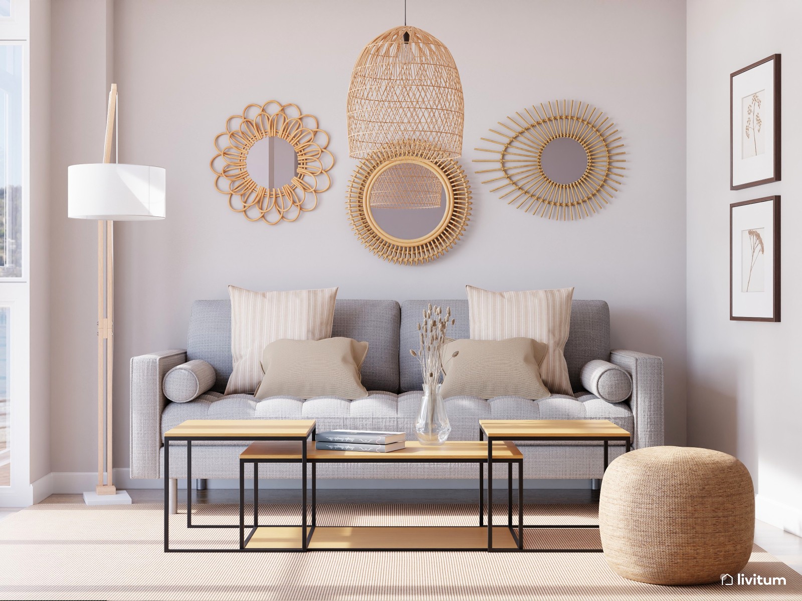 Salón rústico y moderno con aires mediterráneos 