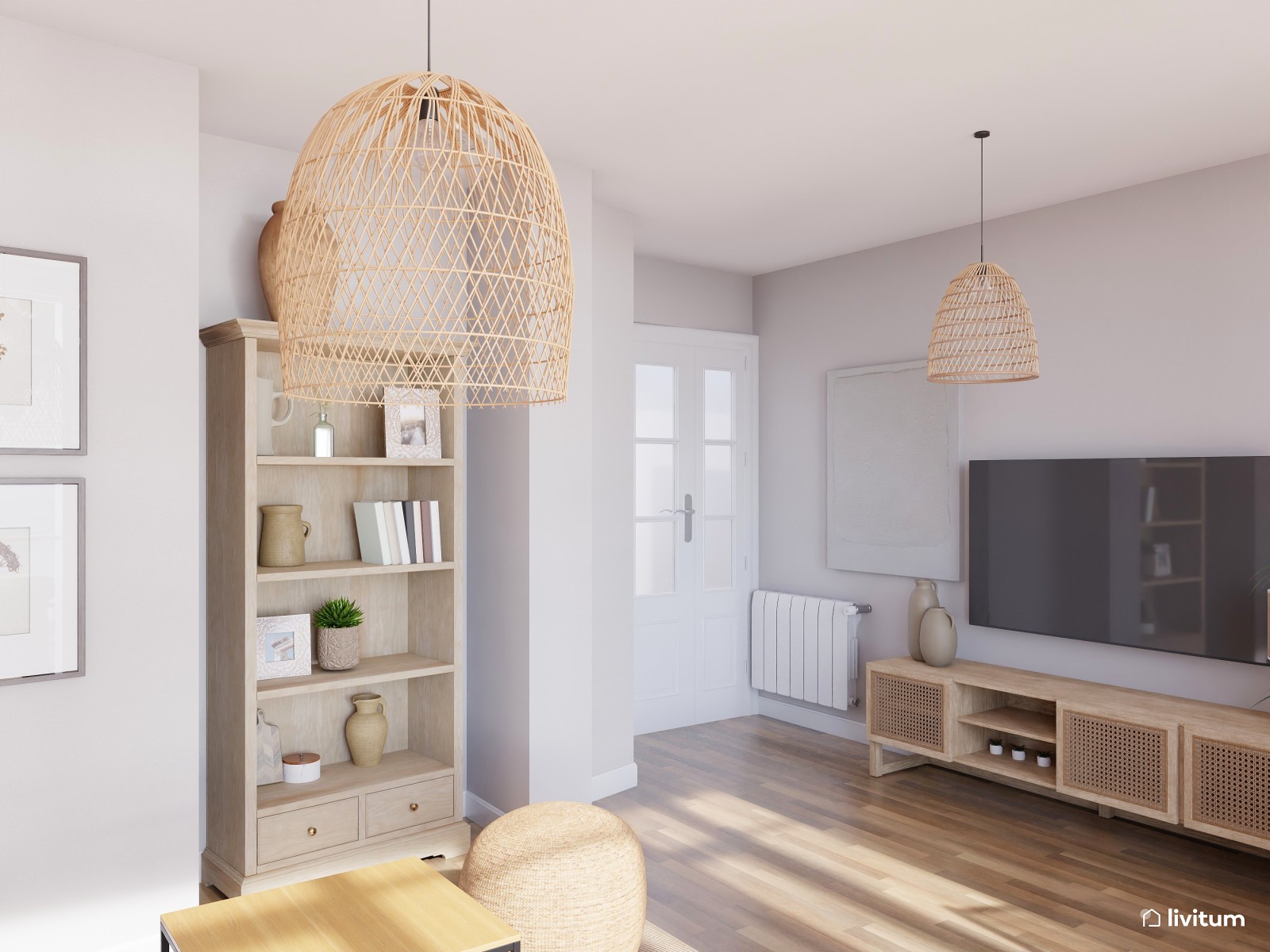 Salón rústico y moderno con aires mediterráneos 