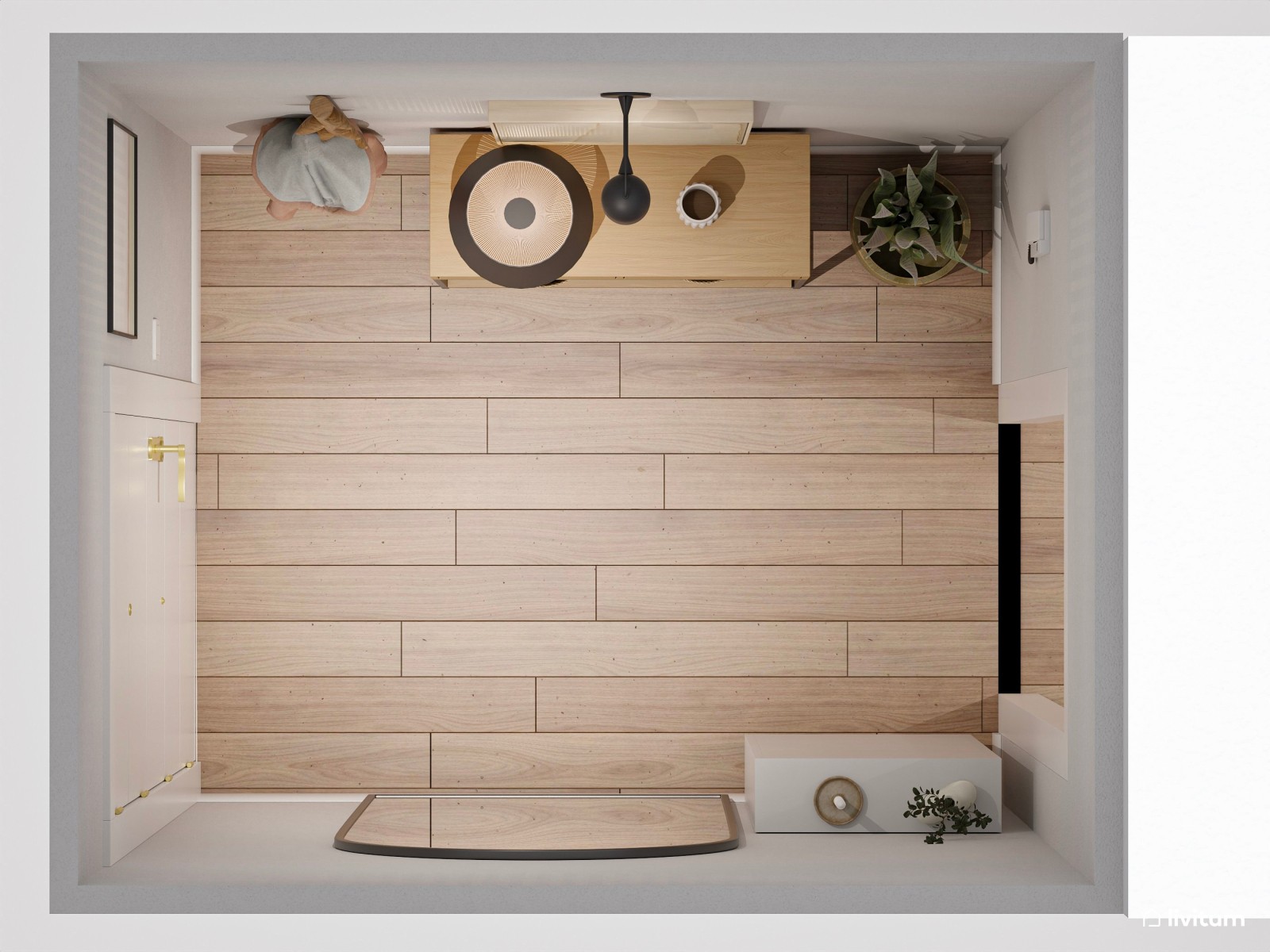 Sencillo recibidor de estilo industrial con zapatero 