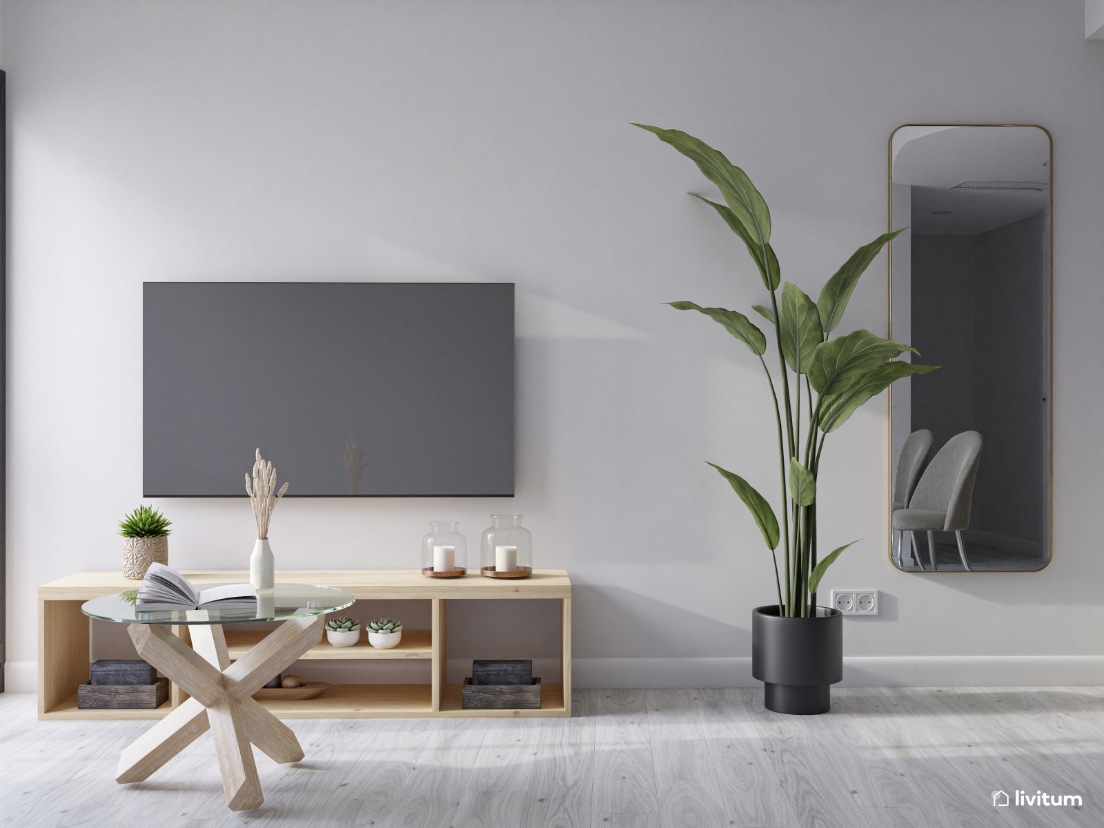 Sereno piso de alquiler decorado con tonos claros