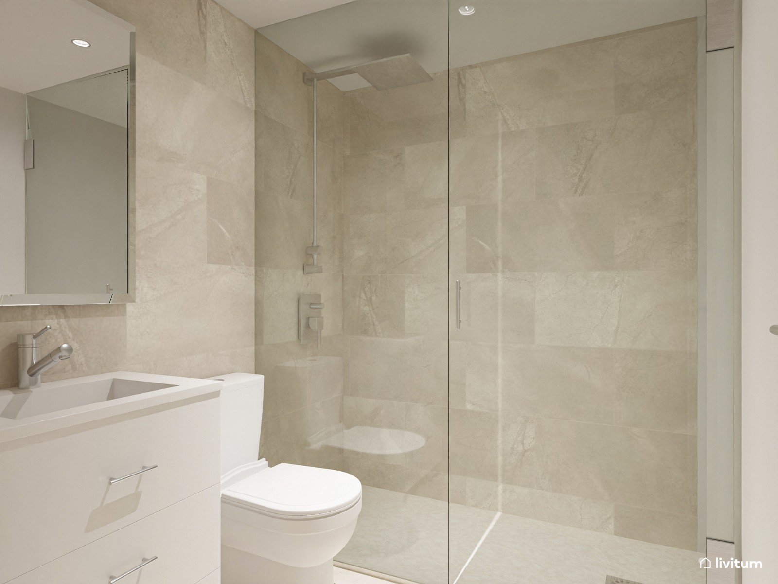 Sereno piso de alquiler decorado con tonos claros