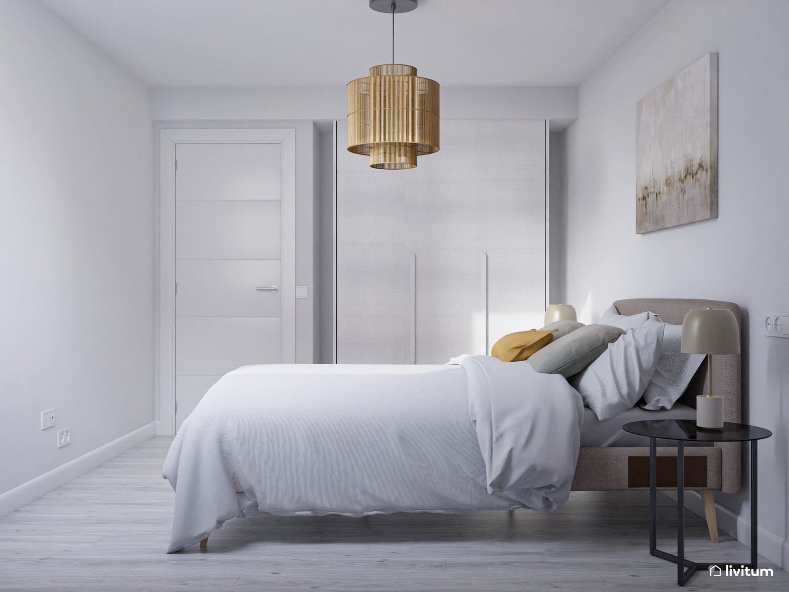 Sereno piso de alquiler decorado con tonos claros