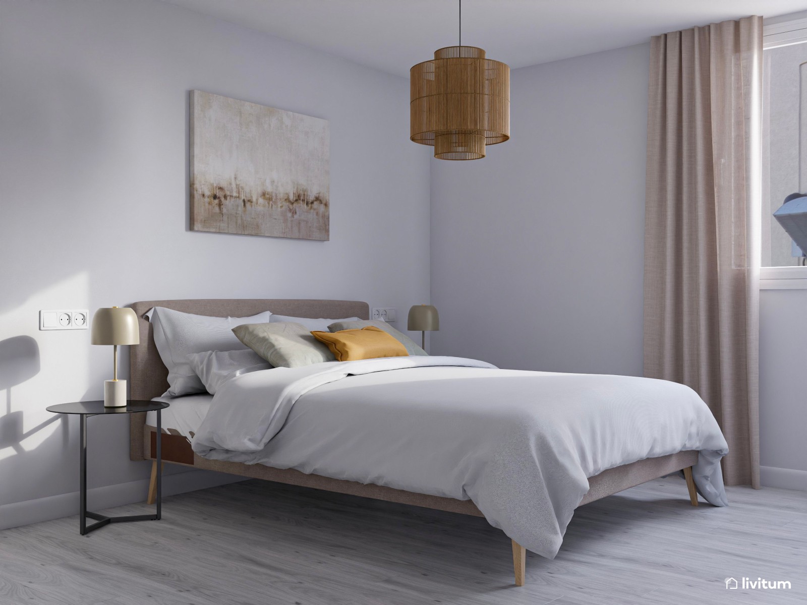 Sereno piso de alquiler decorado con tonos claros