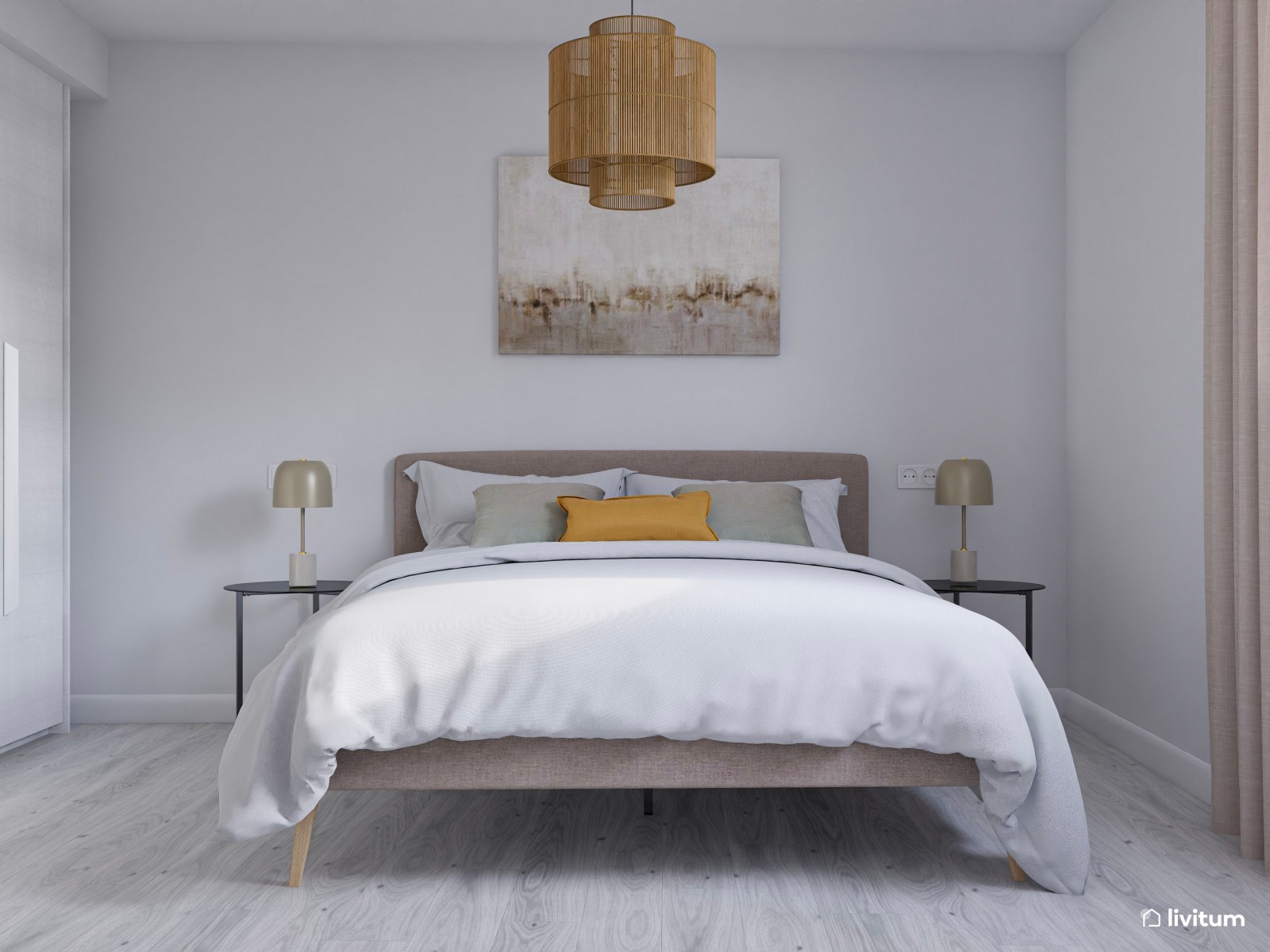 Sereno piso de alquiler decorado con tonos claros