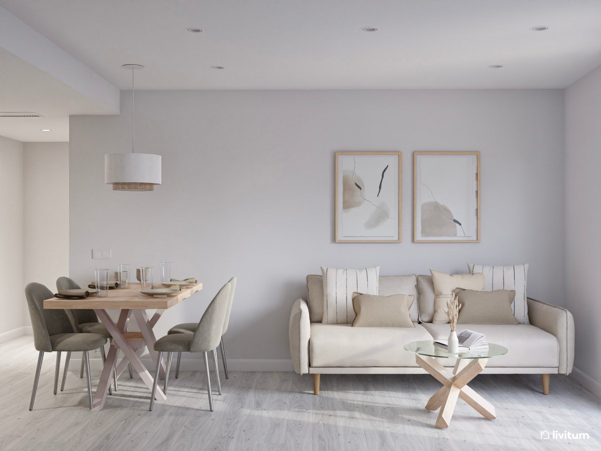 Sereno piso de alquiler decorado con tonos claros