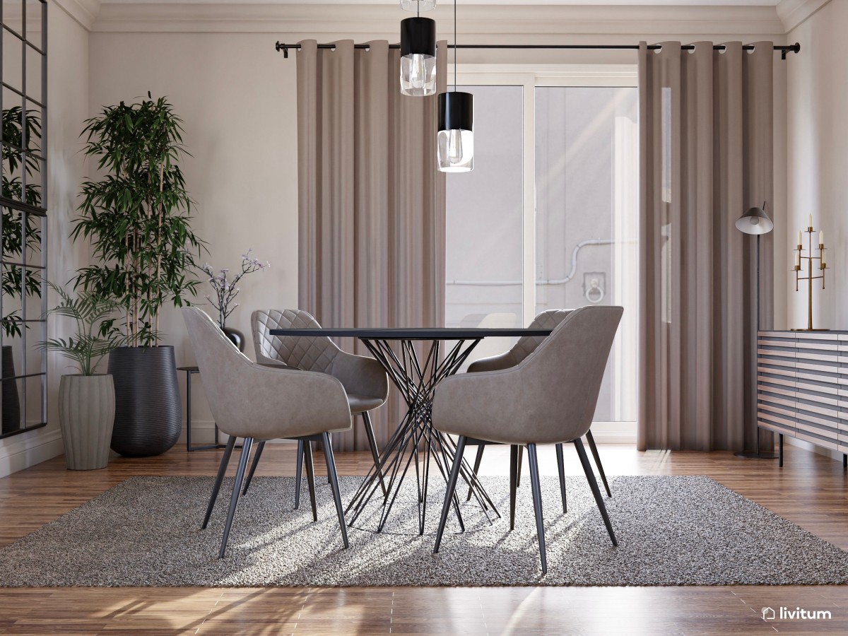 Sofisticado comedor con mobiliario de diseño