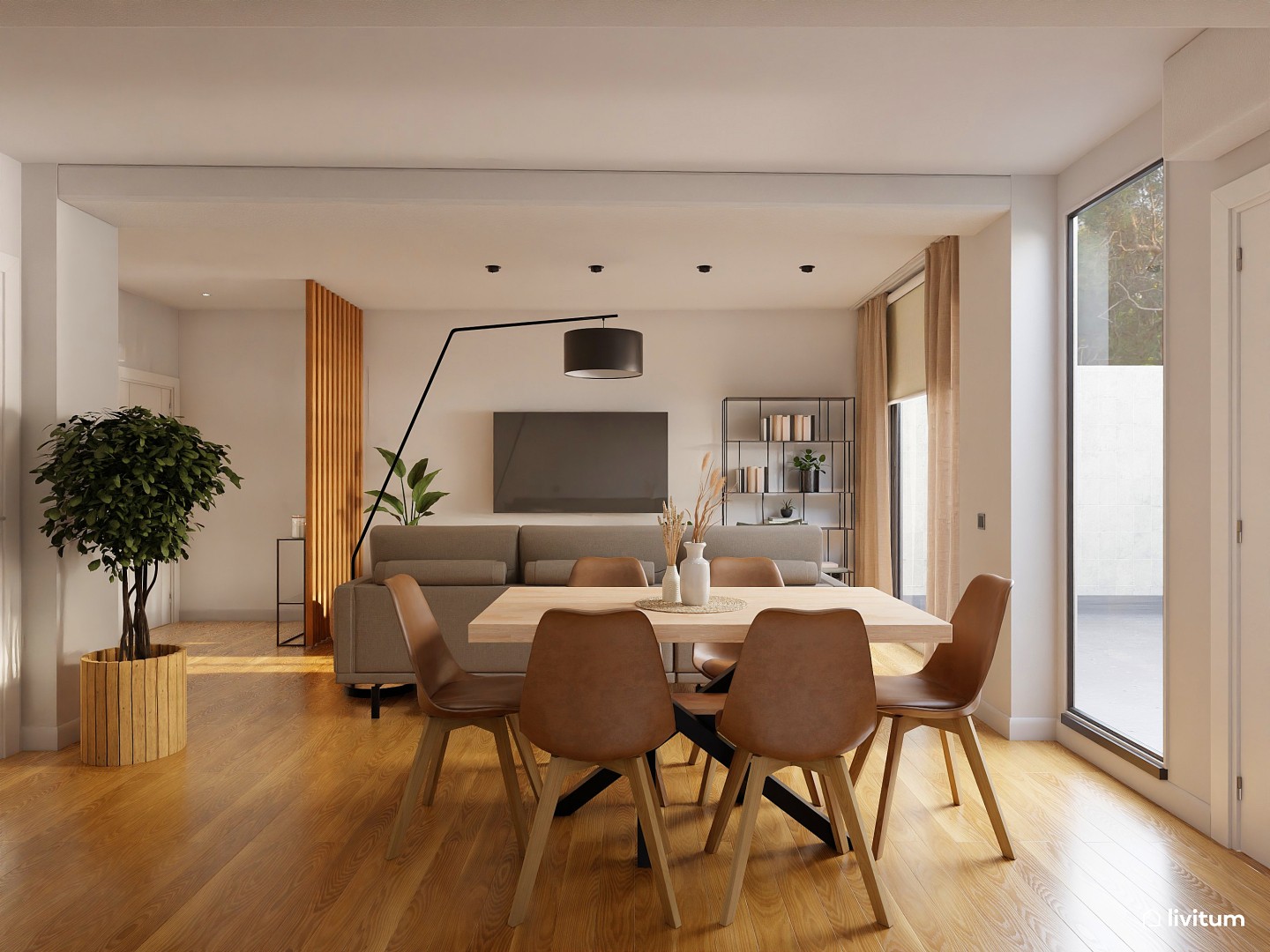 Sofisticado y moderno salón comedor - Livitum.com
