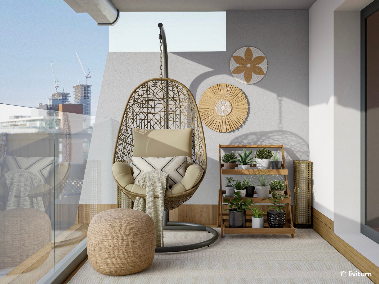 Terraza bohemia diseñada en fibras naturales