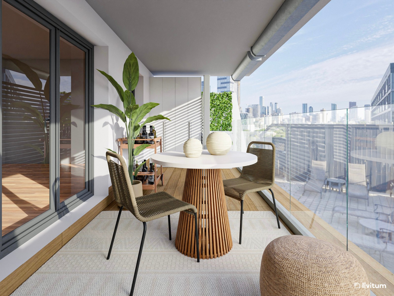 Terraza bohemia diseñada en fibras naturales