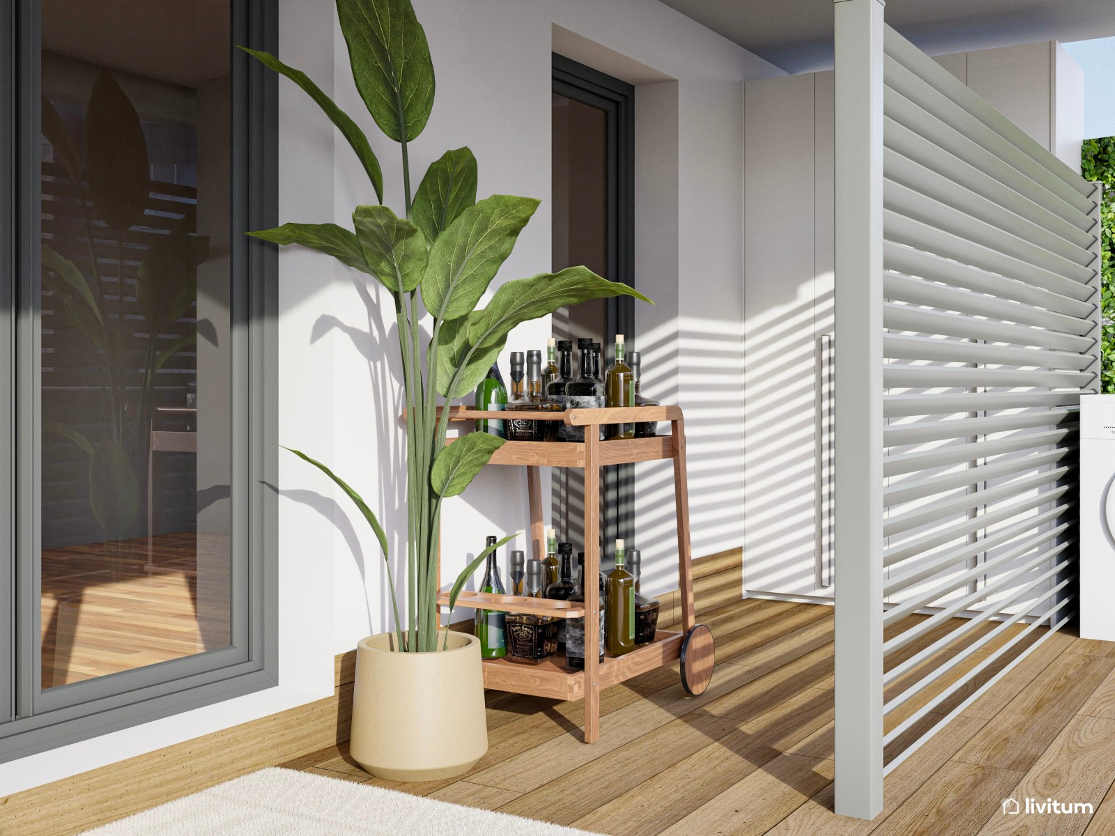 Terraza bohemia diseñada en fibras naturales