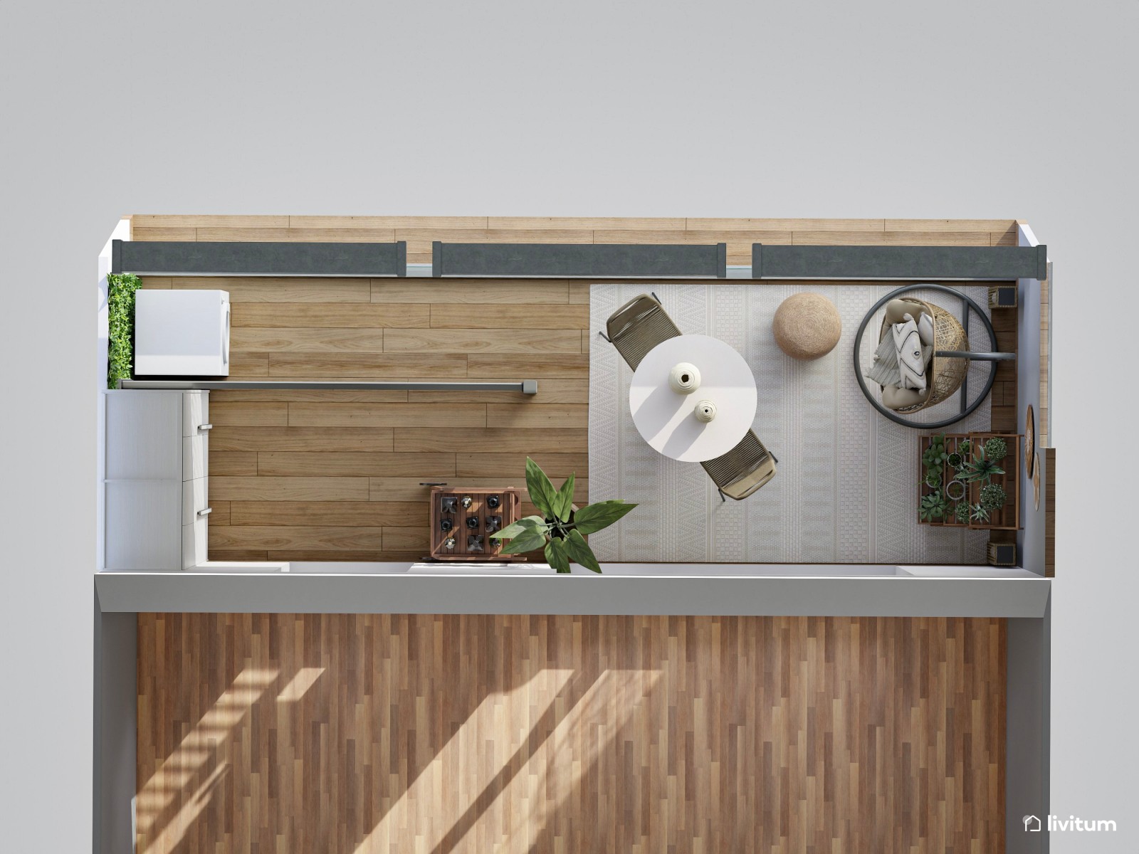 Terraza bohemia diseñada en fibras naturales