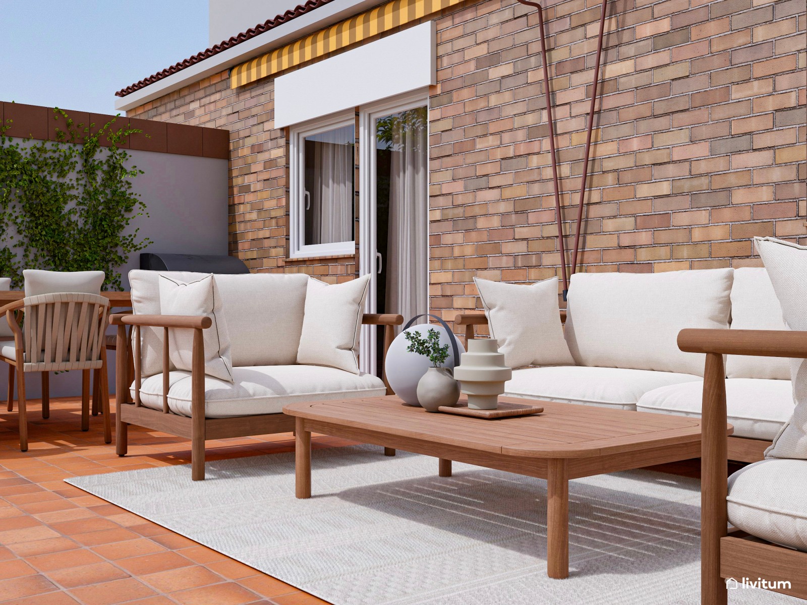 Terraza cómoda con chill out y comedor exterior