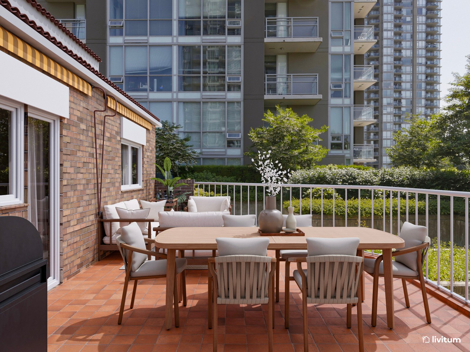 Terraza cómoda con chill out y comedor exterior