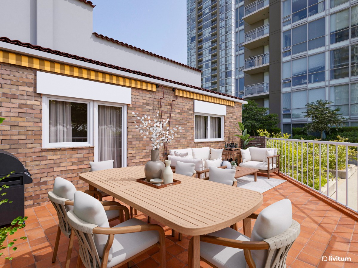 Terraza cómoda con chill out y comedor exterior