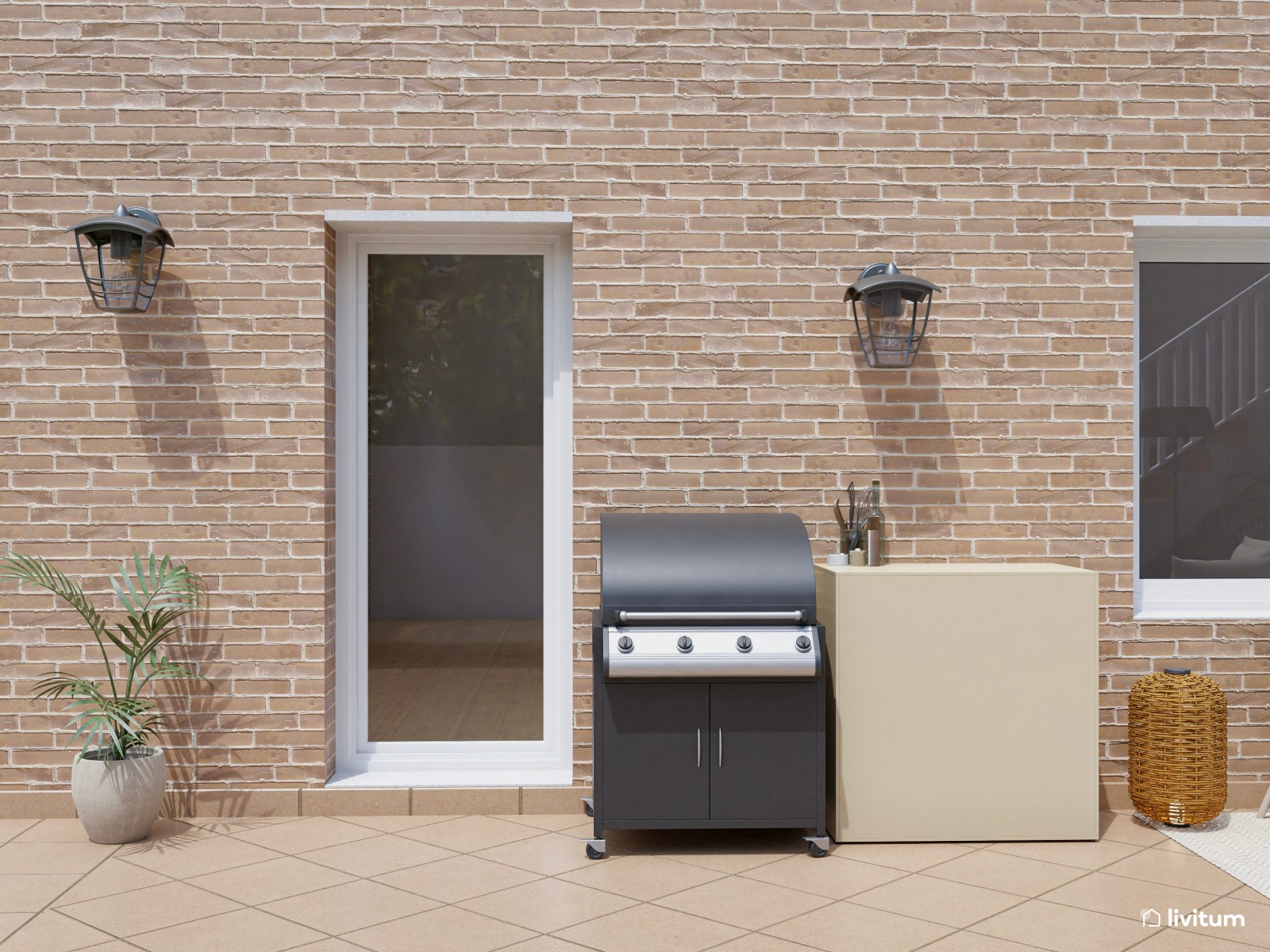 Terraza con amplio comedor, salón exterior y barbacoa