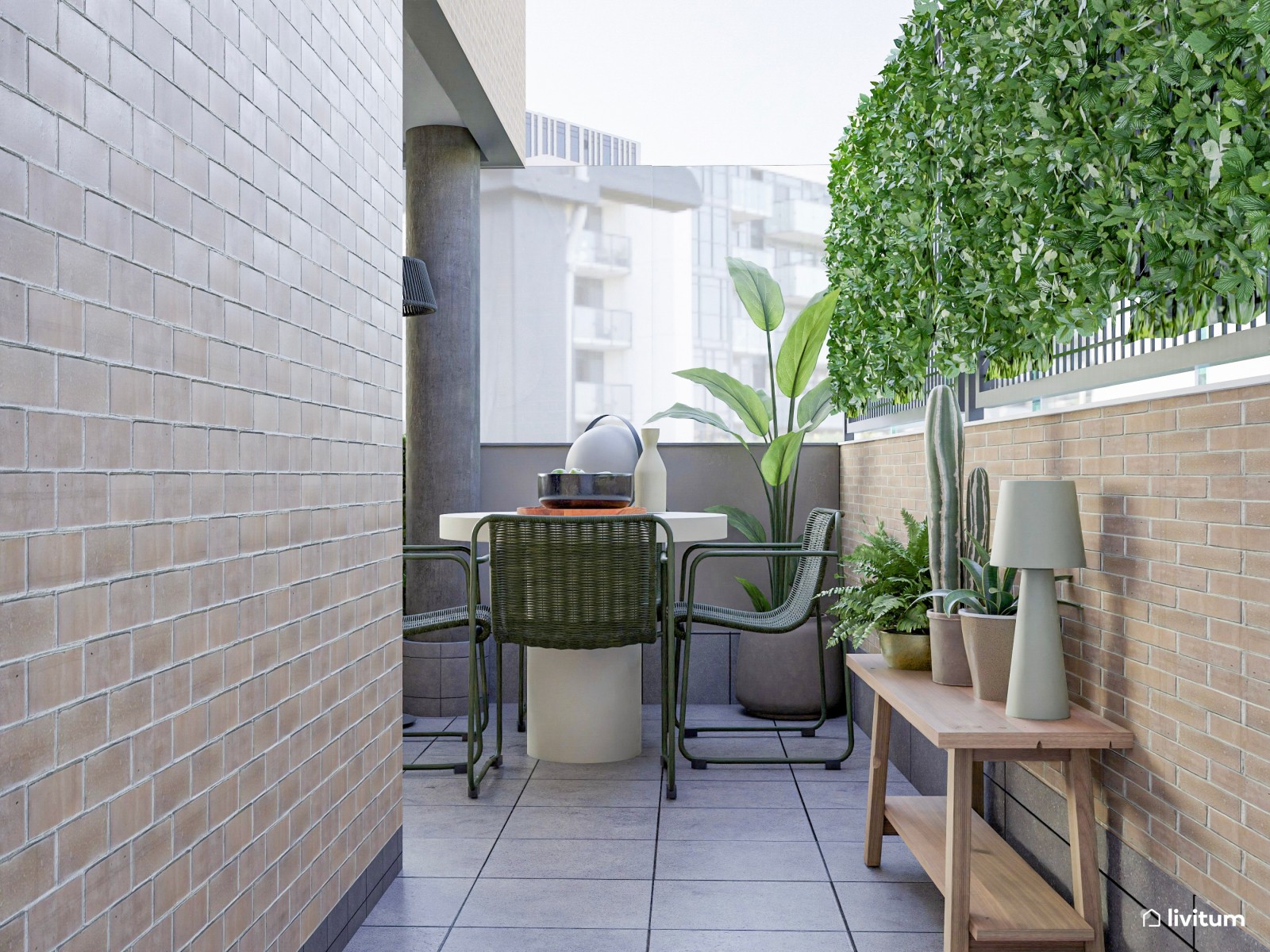 Terraza con zona de descanso, comedor y barbacoa