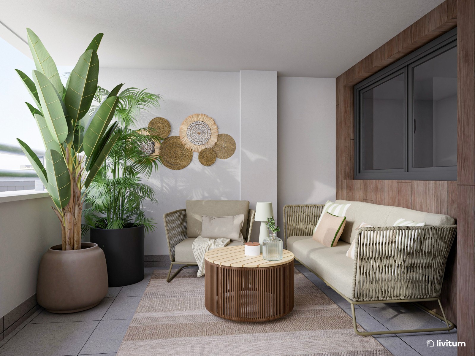Terraza con zona de salón y comedor exterior