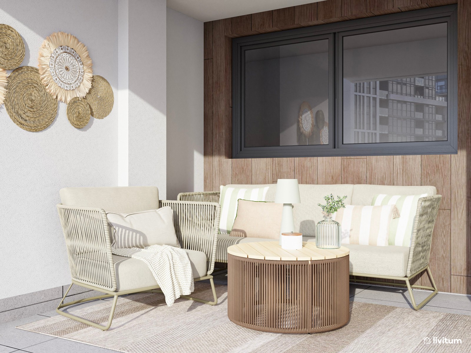 Terraza con zona de salón y comedor exterior