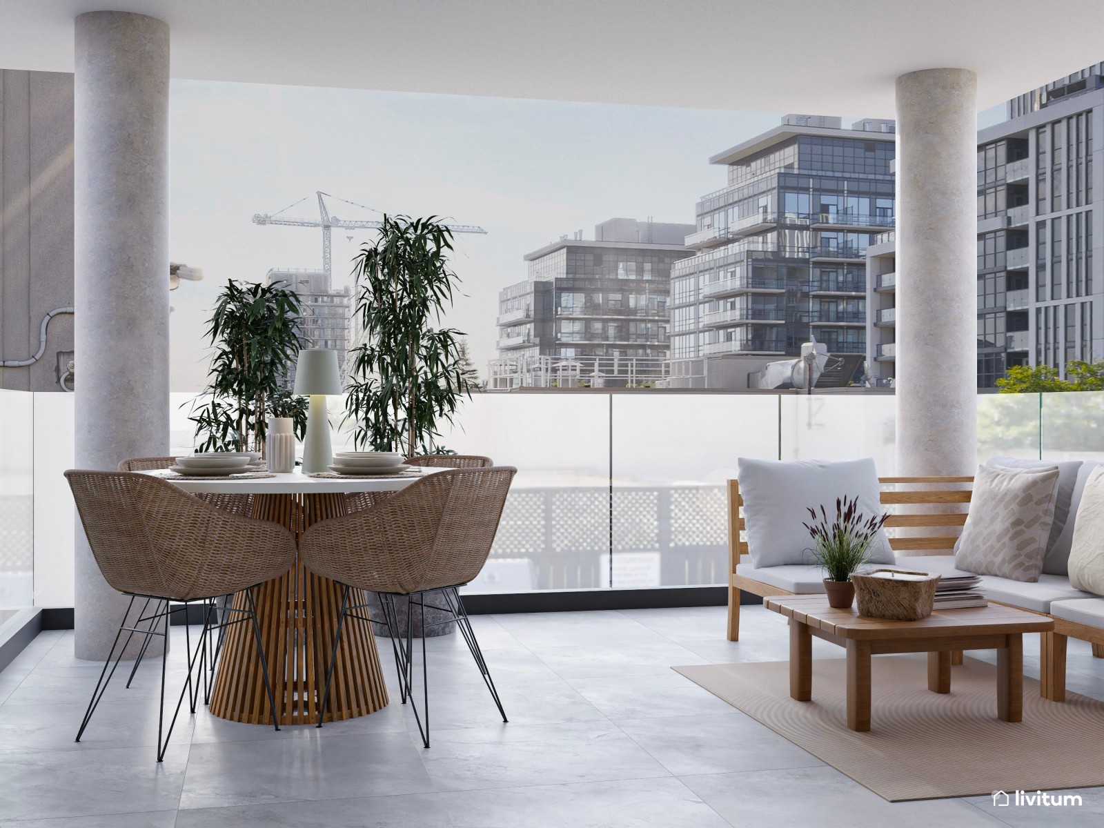 Terraza exterior con zona de lavandería interior