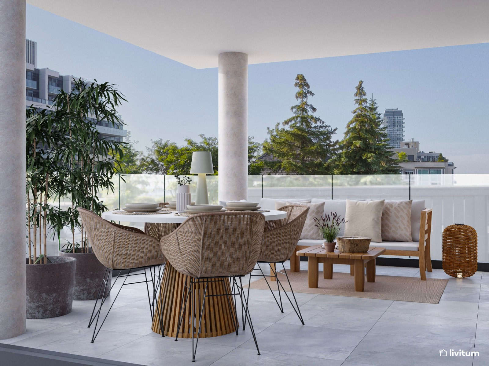 Terraza exterior con zona de lavandería interior