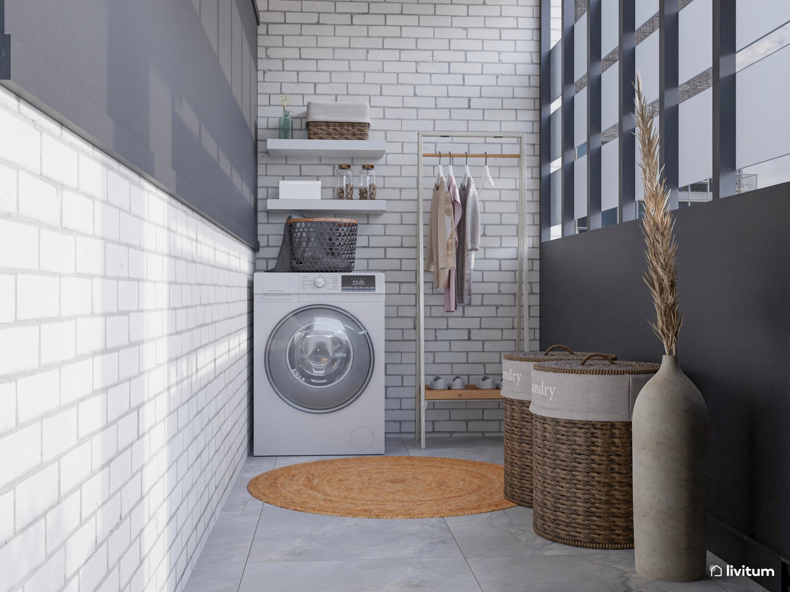 Terraza exterior con zona de lavandería interior