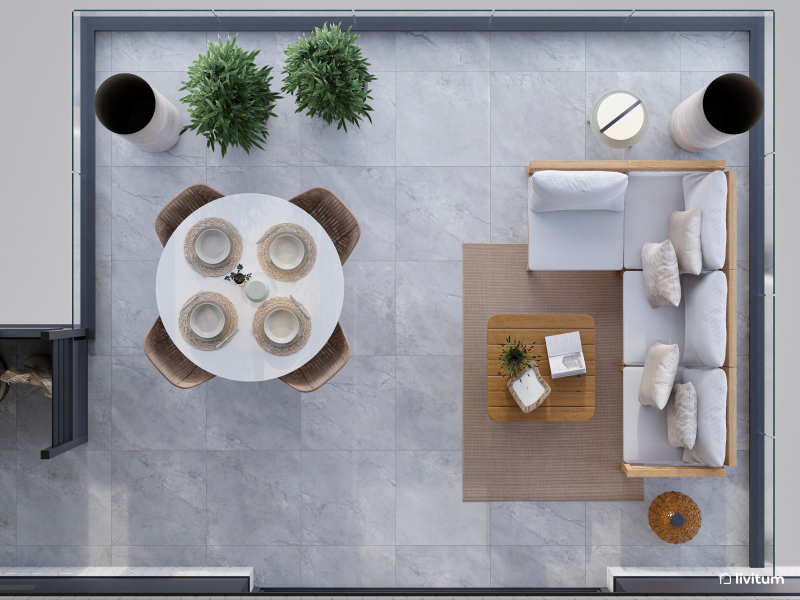 Terraza exterior con zona de lavandería interior