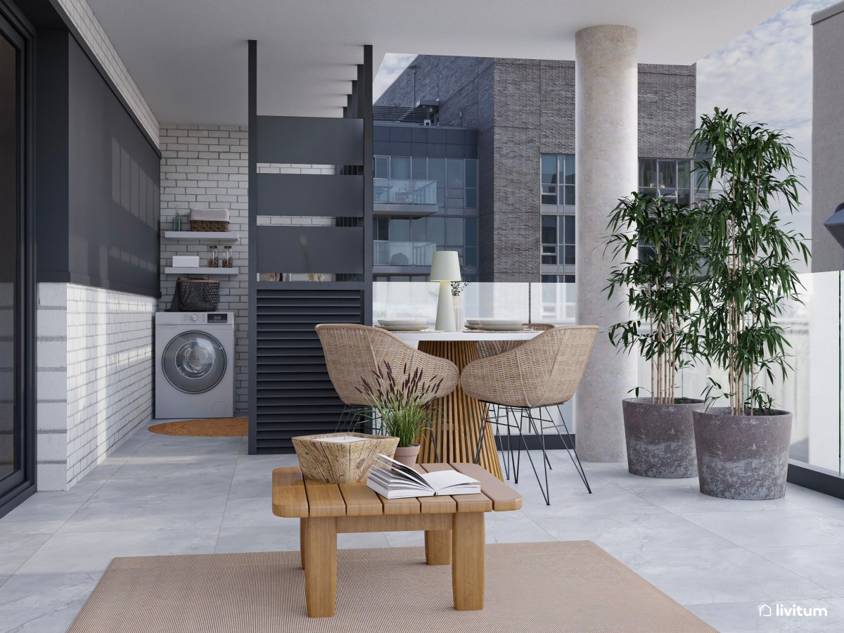 Terraza exterior con zona de lavandería interior