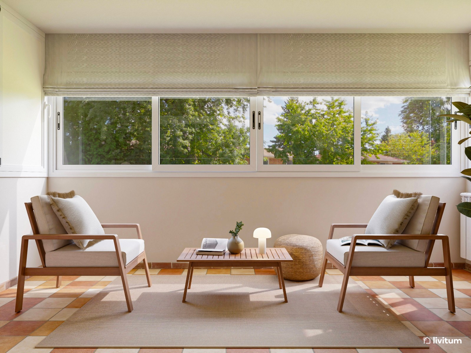 Terraza interior con magnífica zona de descanso