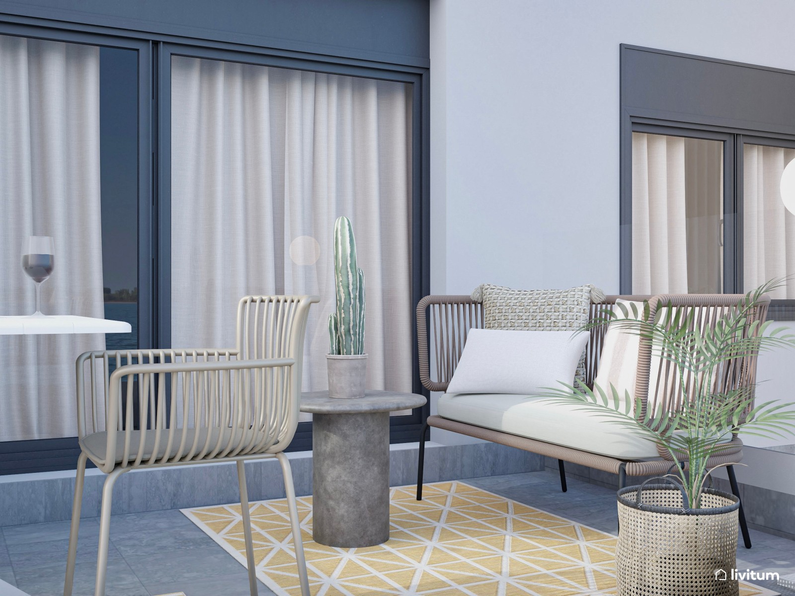 Terraza moderna con aires mediterráneos: diseñada para el disfrute