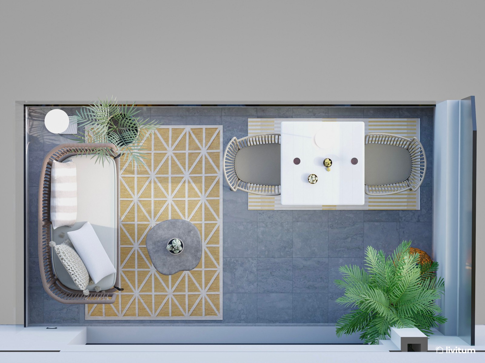 Terraza moderna con aires mediterráneos: diseñada para el disfrute