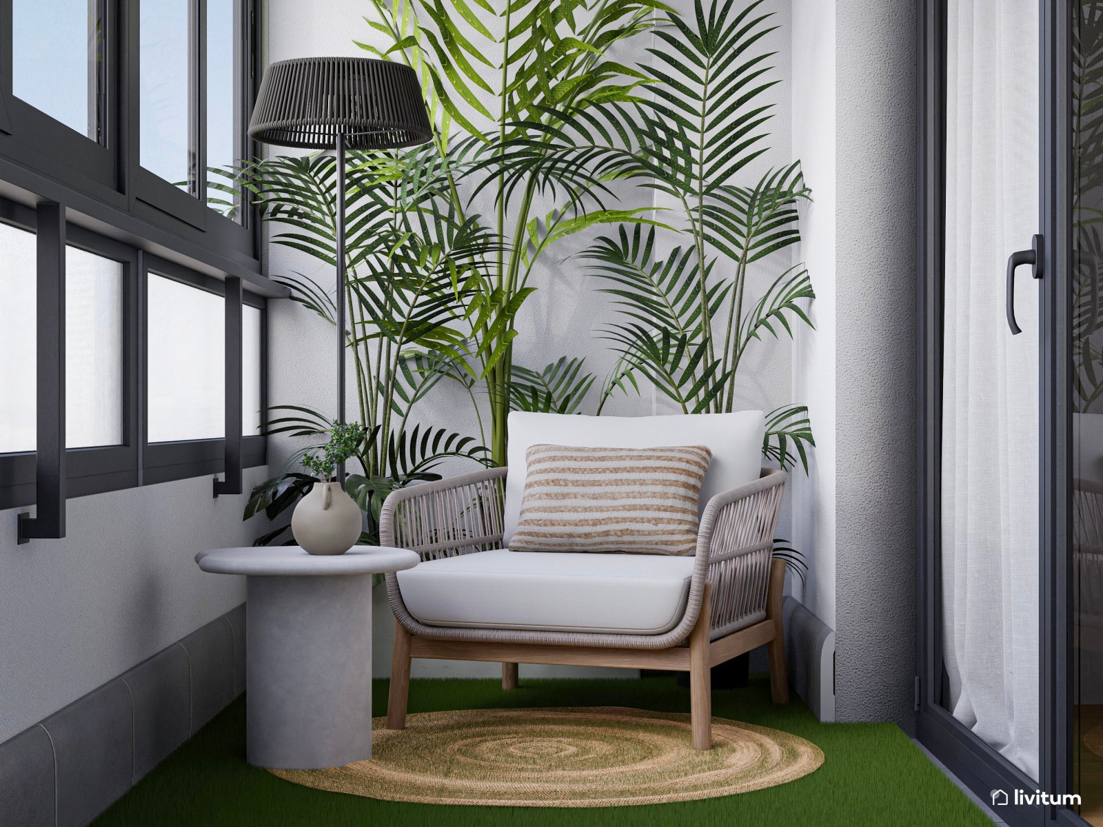 Terraza moderna con cerramiento y zona de lavadero 