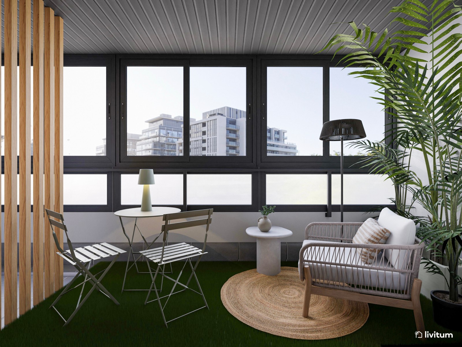 Terraza moderna con cerramiento y zona de lavadero 