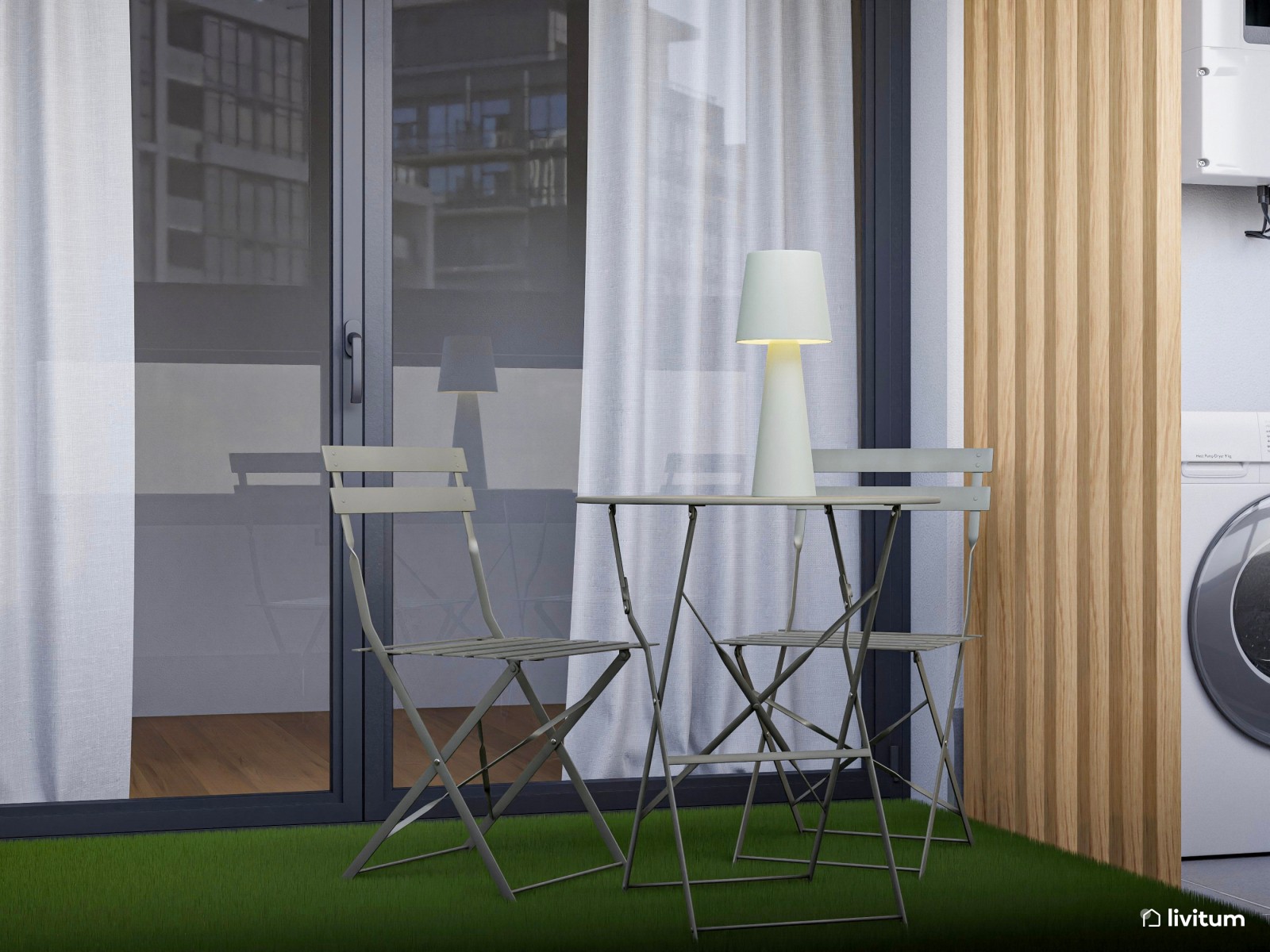 Terraza moderna con cerramiento y zona de lavadero 