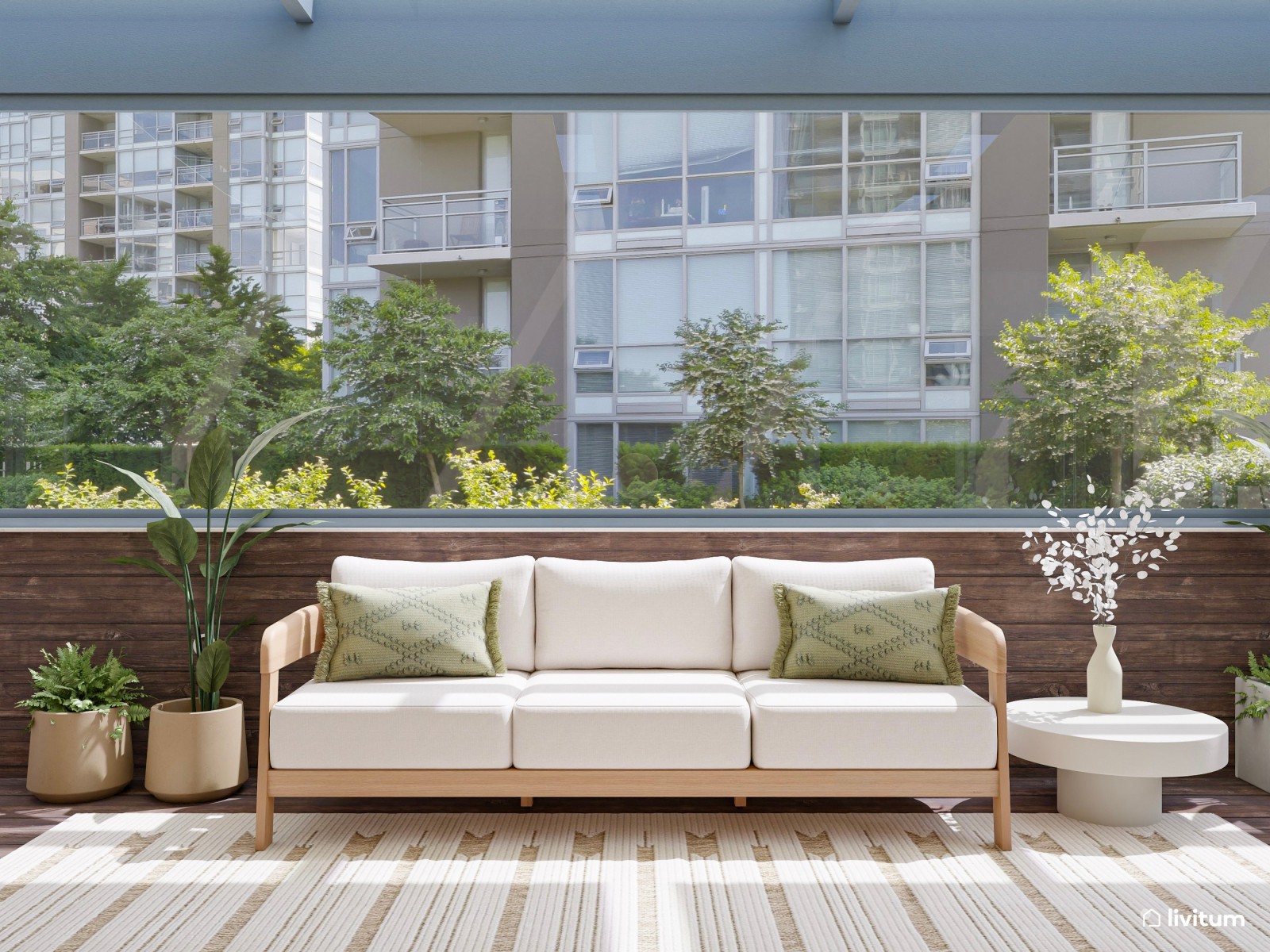Terraza moderna con comedor exterior para disfrutar del verano 