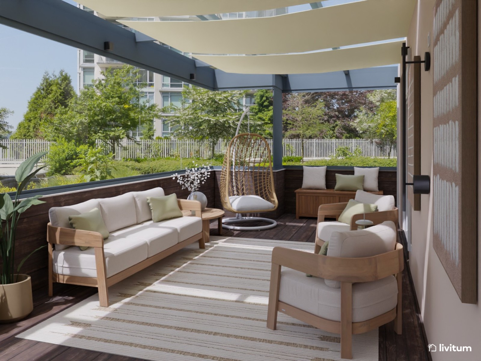 Terraza moderna con comedor exterior para disfrutar del verano
