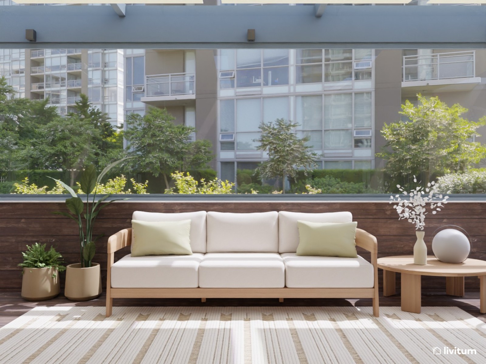 Terraza moderna con comedor exterior para disfrutar del verano
