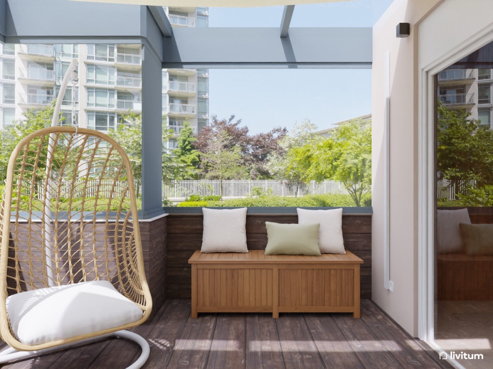 Terraza moderna con comedor exterior para disfrutar del verano