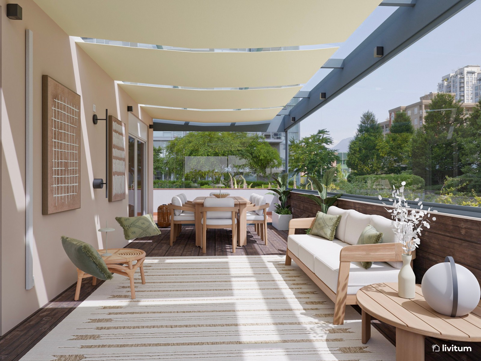 Terraza moderna con comedor exterior para disfrutar del verano