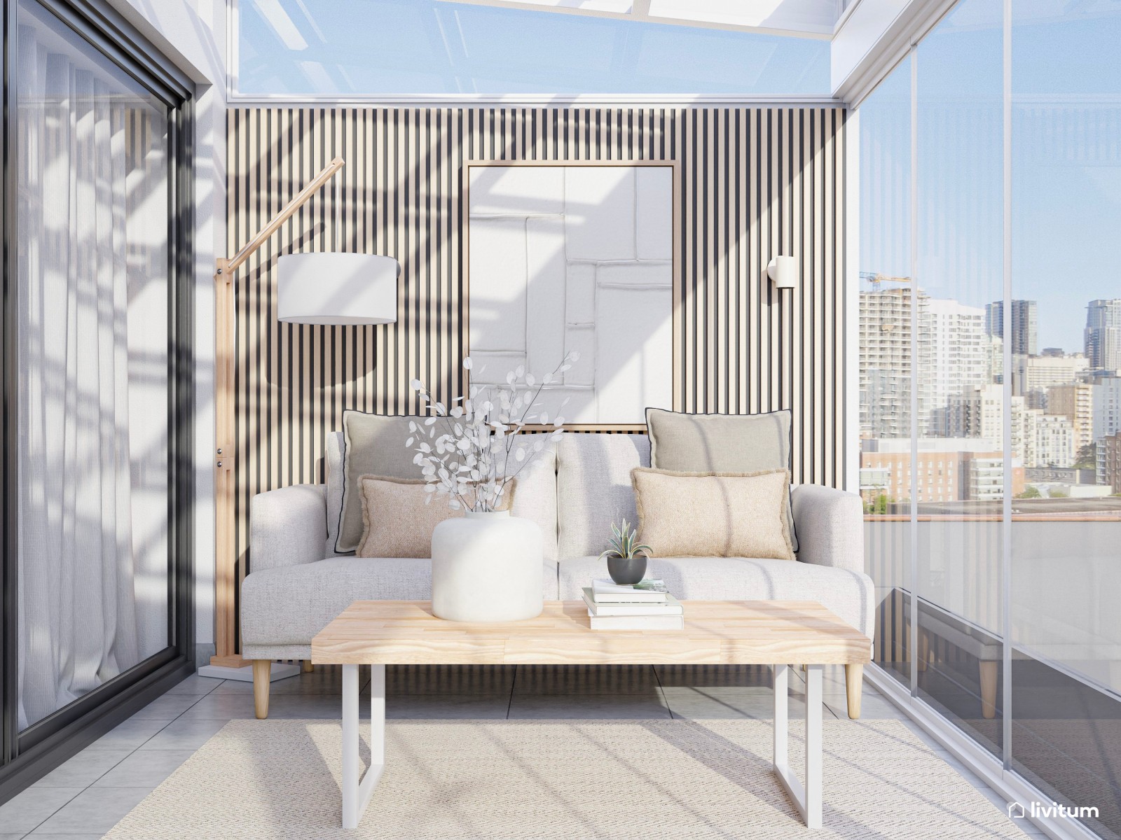 Terraza moderna y luminosa con cerramiento inteligente