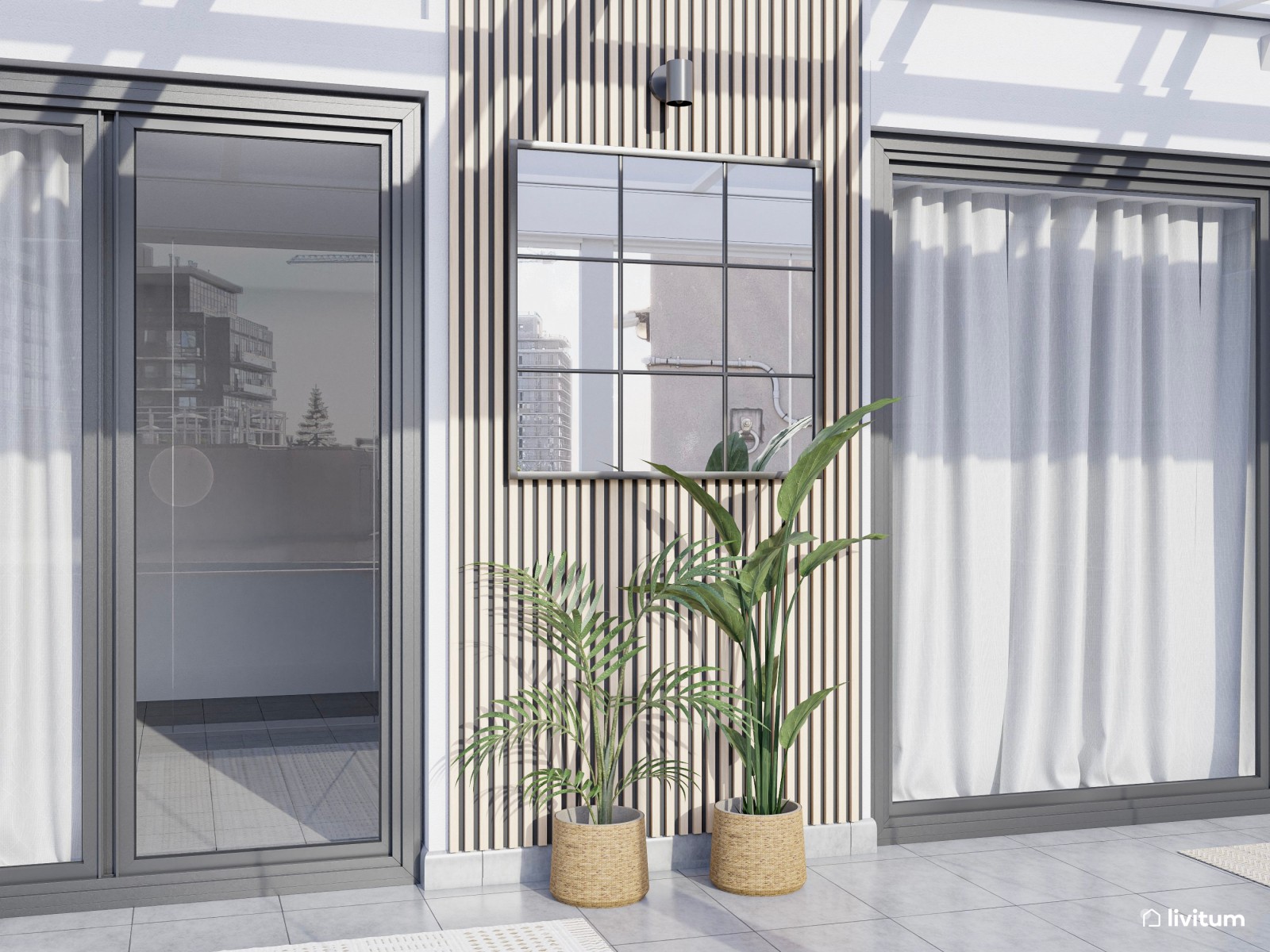 Terraza moderna y luminosa con cerramiento inteligente