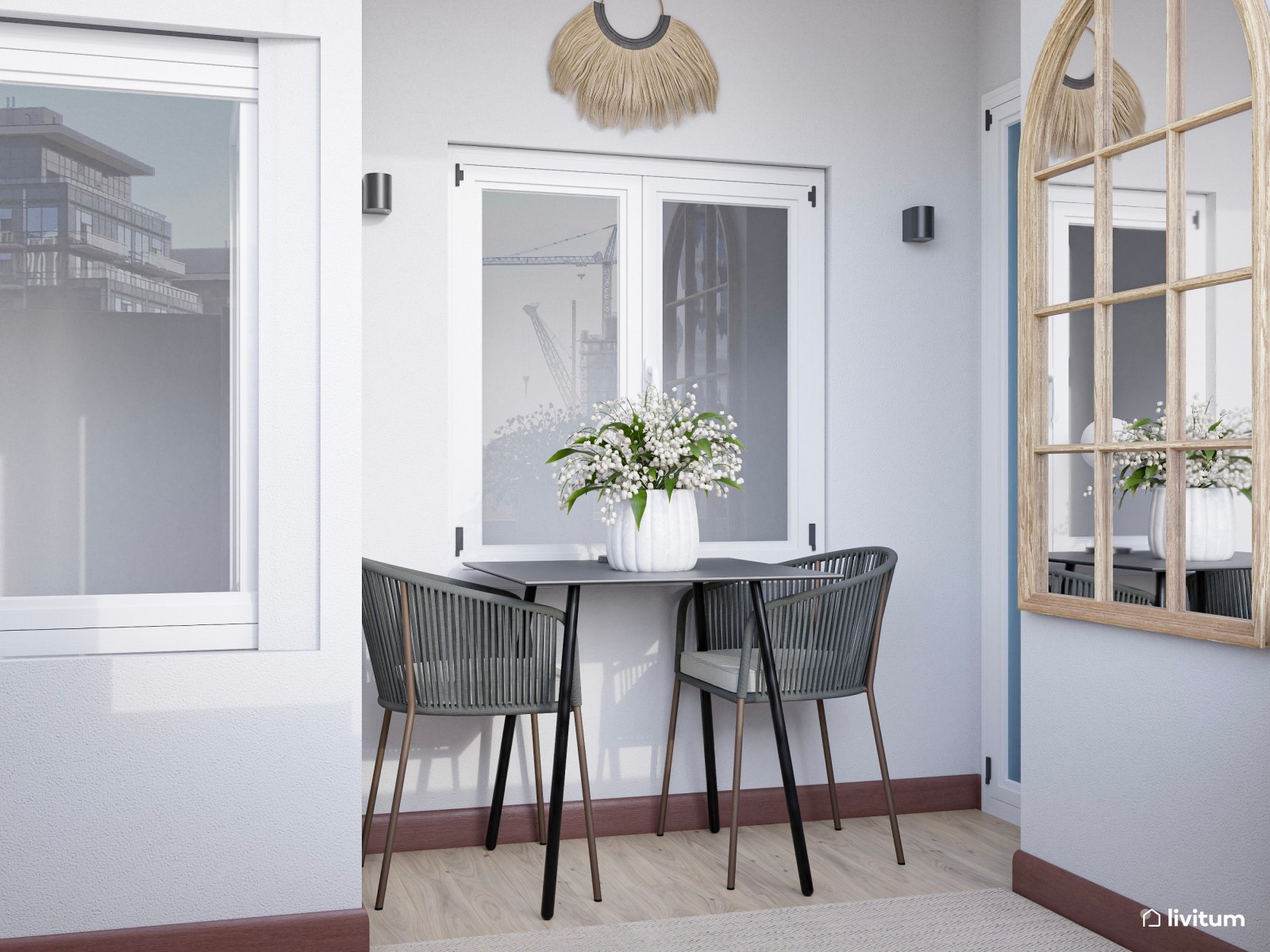 Terraza pequeña de 4 m² con zona de salón y pequeño comedor