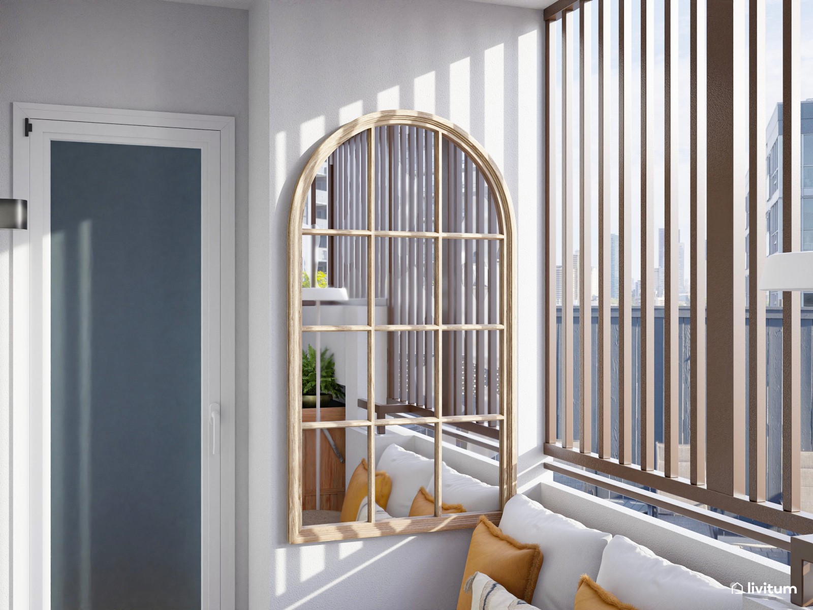 Terraza pequeña de 4 m² con zona de salón y pequeño comedor