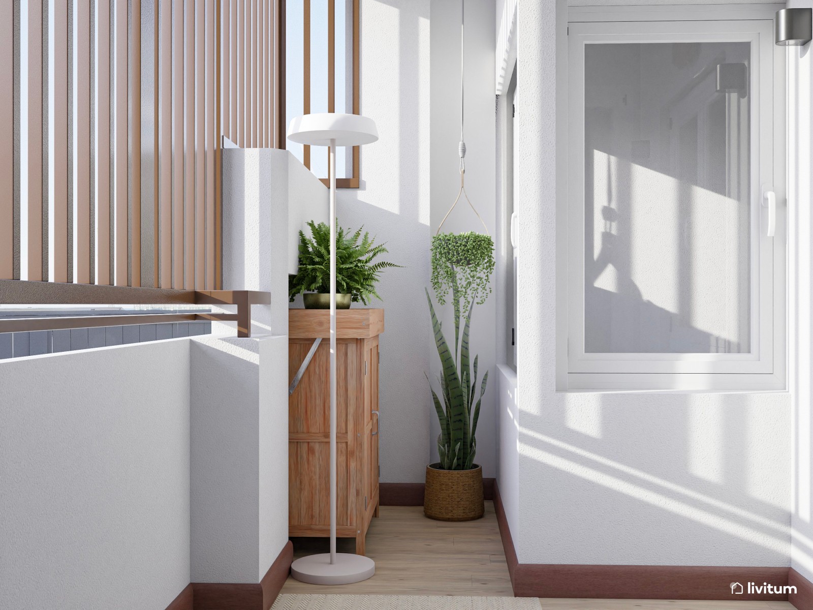 Terraza pequeña de 4 m² con zona de salón y pequeño comedor